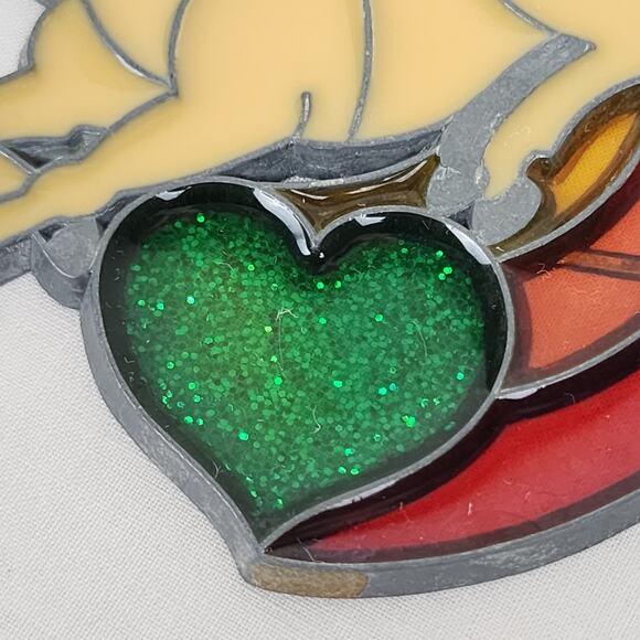 Vintage Suncatcher Light Catcher Unicorn Rainbow Heart Window Art Red Green - Picture 6 of 8